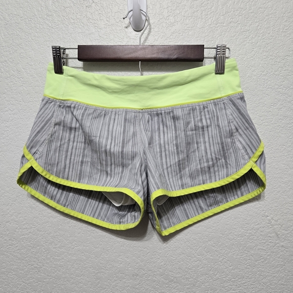 LululemonGray and Neon Green Running  Shorts Size 4 - Picture 2 of 9